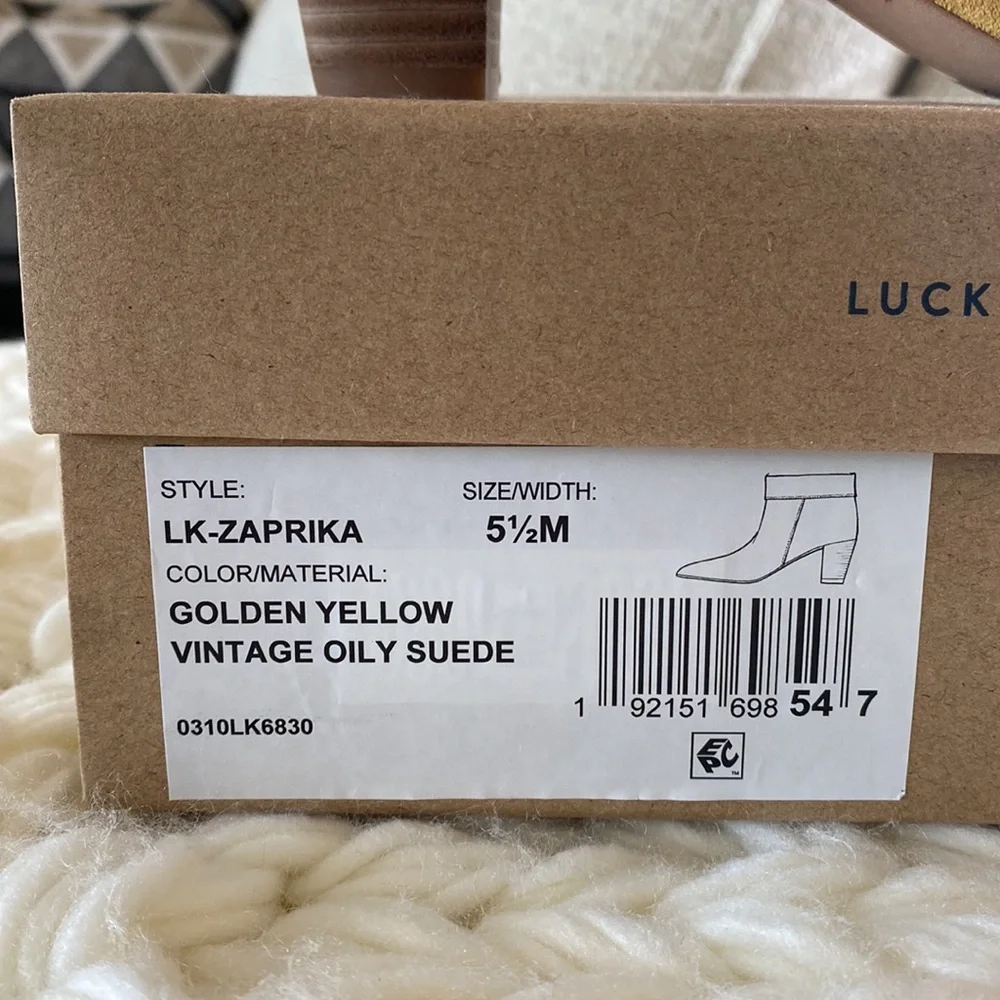 🆕 Lucky Brand yellow suede ankle boots - Picture 5 of 6